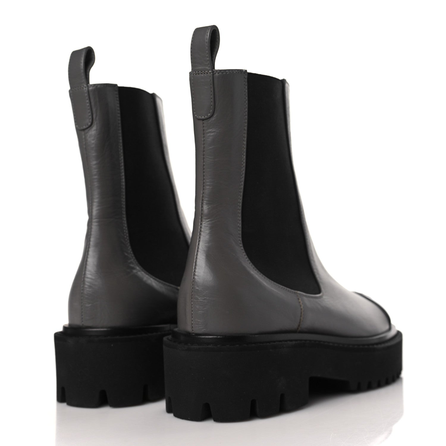 Chanel Crumpled Calfskin Patent Cap Toe Short Boots 36.5 Dark Grey Black 4 of 9