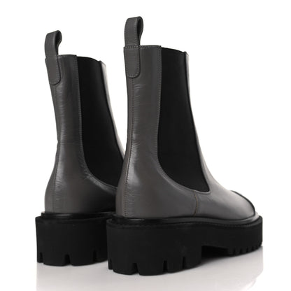 Chanel Crumpled Calfskin Patent Cap Toe Short Boots 36.5 Dark Grey Black 4 of 9