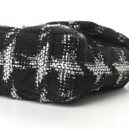 Chanel Tweed Quilted Large Chanel 19 Flap Black White 10 of 10
