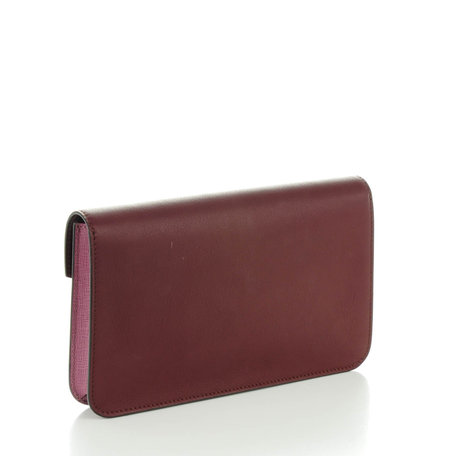 Fendi Calfskin Vitello Elite 2Jours Clutch Bordeaux 3 of 9