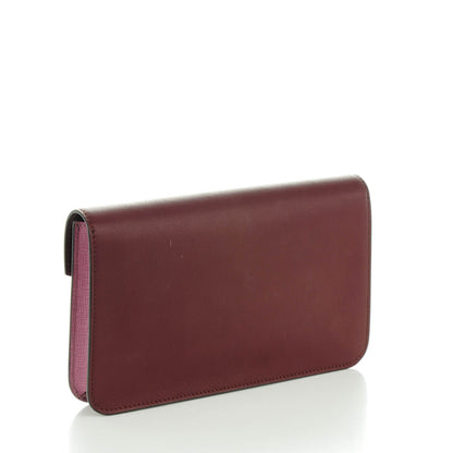 Fendi Calfskin Vitello Elite 2Jours Clutch Bordeaux 3 of 9