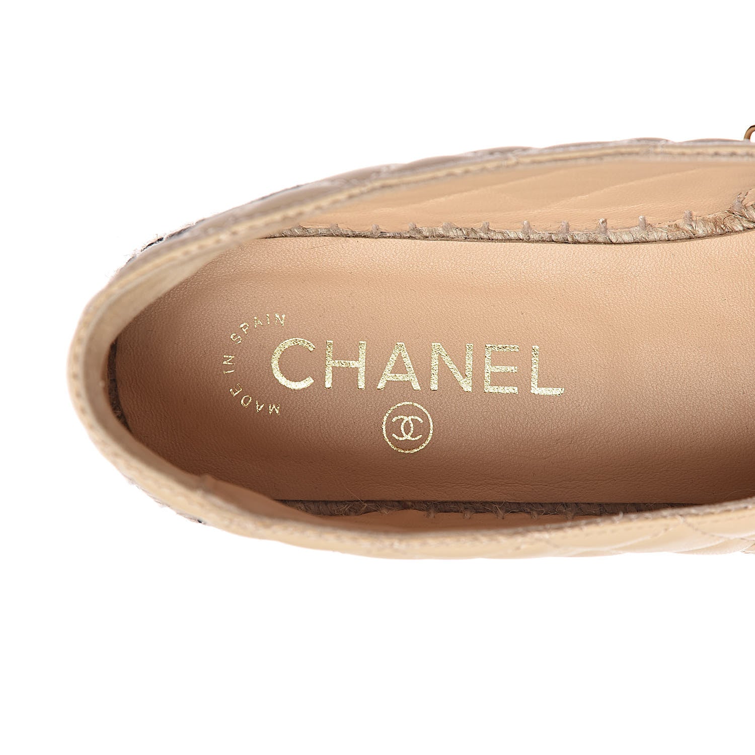 Chanel Lambskin Grosgrain Quilted CC Chain Espadrilles 40 Beige Black 6 of 11