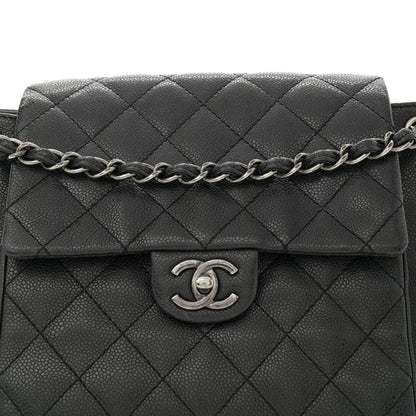 Chanel Caviar Quilted CC Accordion Shopping Bag Black 8 of 15