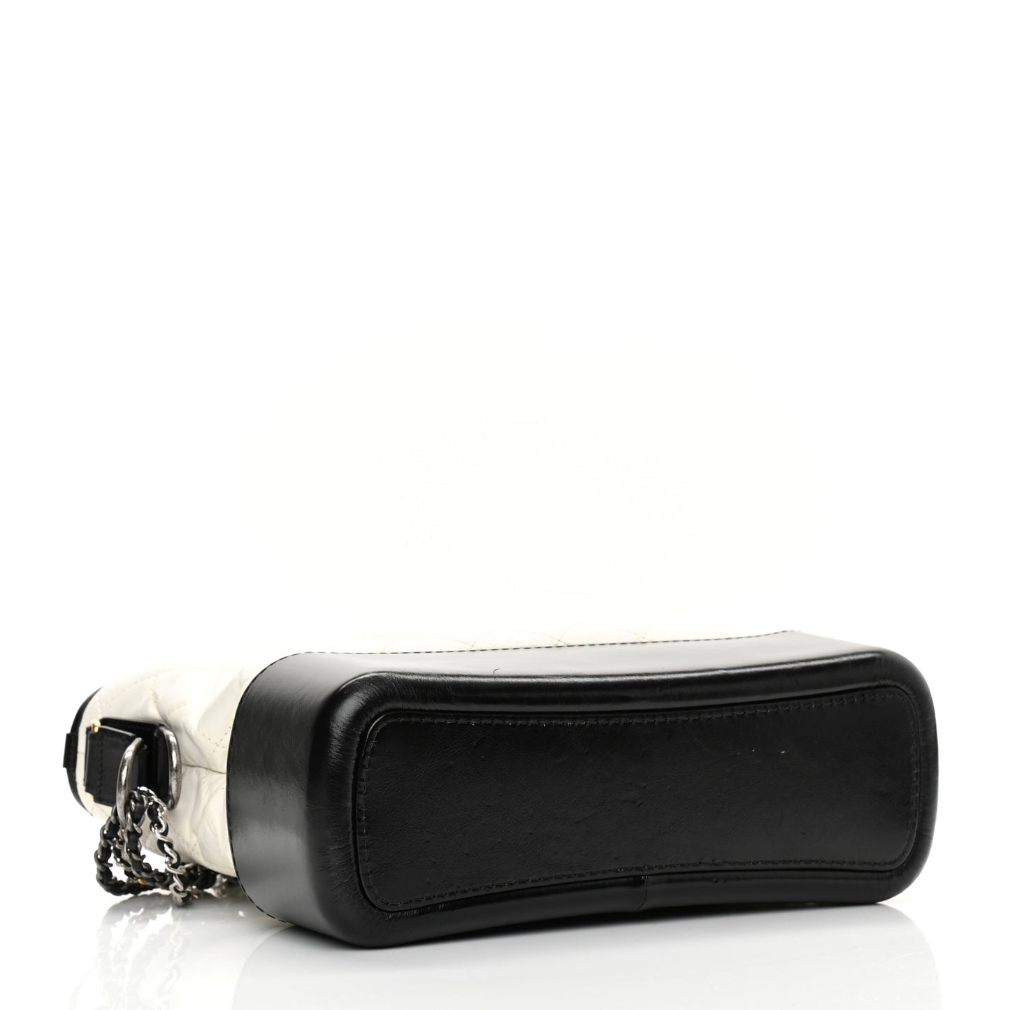 Aged Calfskin Quilted Medium Gabrielle Hobo Black White