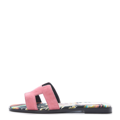 Hermes Suede Goatskin Oran Sandals 38 Rose De Venice 1 of 8