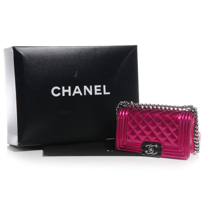 Chanel Metallic Patent Calfskin Quilted Small Boy Flap Pink 8 of 8