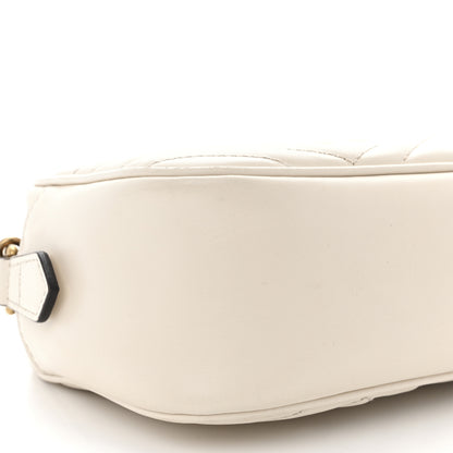 Gucci Calfskin Matelasse Small GG Marmont Chain Shoulder Bag White 9 of 10