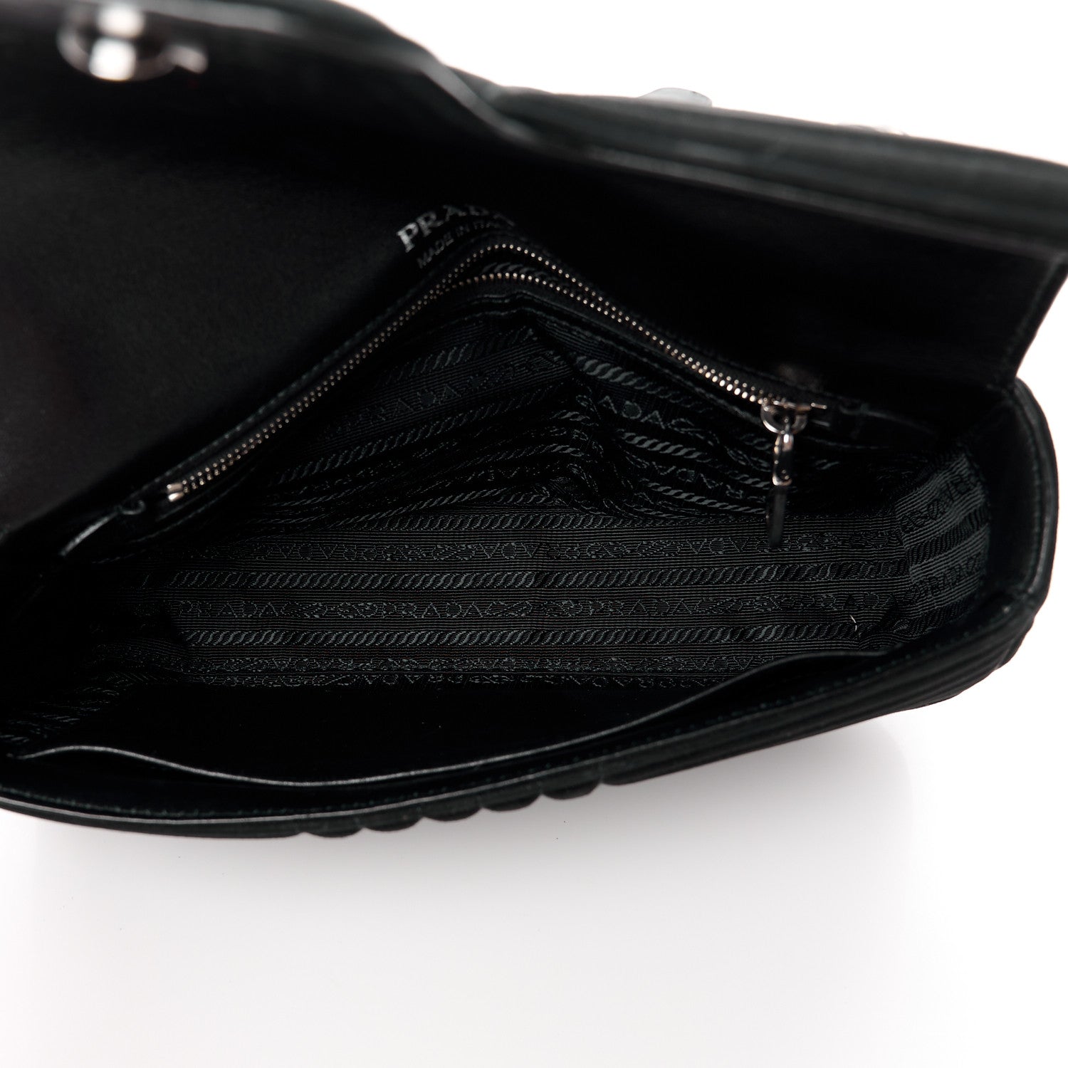 Prada Camoscio Impunture Diagramme Medium Chain Flap Shoulder Bag Black 5 of 12