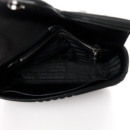 Prada Camoscio Impunture Diagramme Medium Chain Flap Shoulder Bag Black 5 of 12