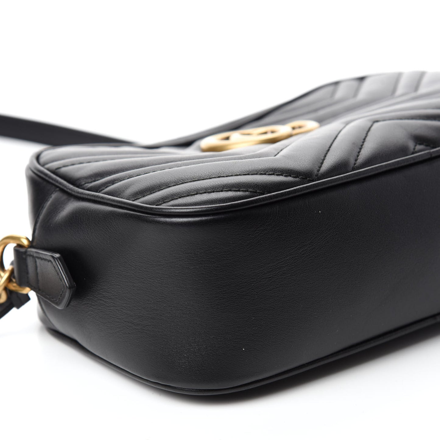 Calfskin Matelasse Small GG Marmont Chain Shoulder Bag Black