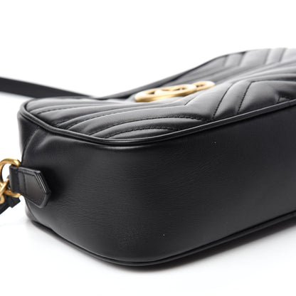 Gucci Calfskin Matelasse Small GG Marmont Chain Shoulder Bag Black 6 of 12
