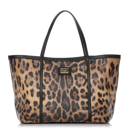Dolce & Gabbana Coated Canvas Leopard Print Miss Escape Tote 1 of 6