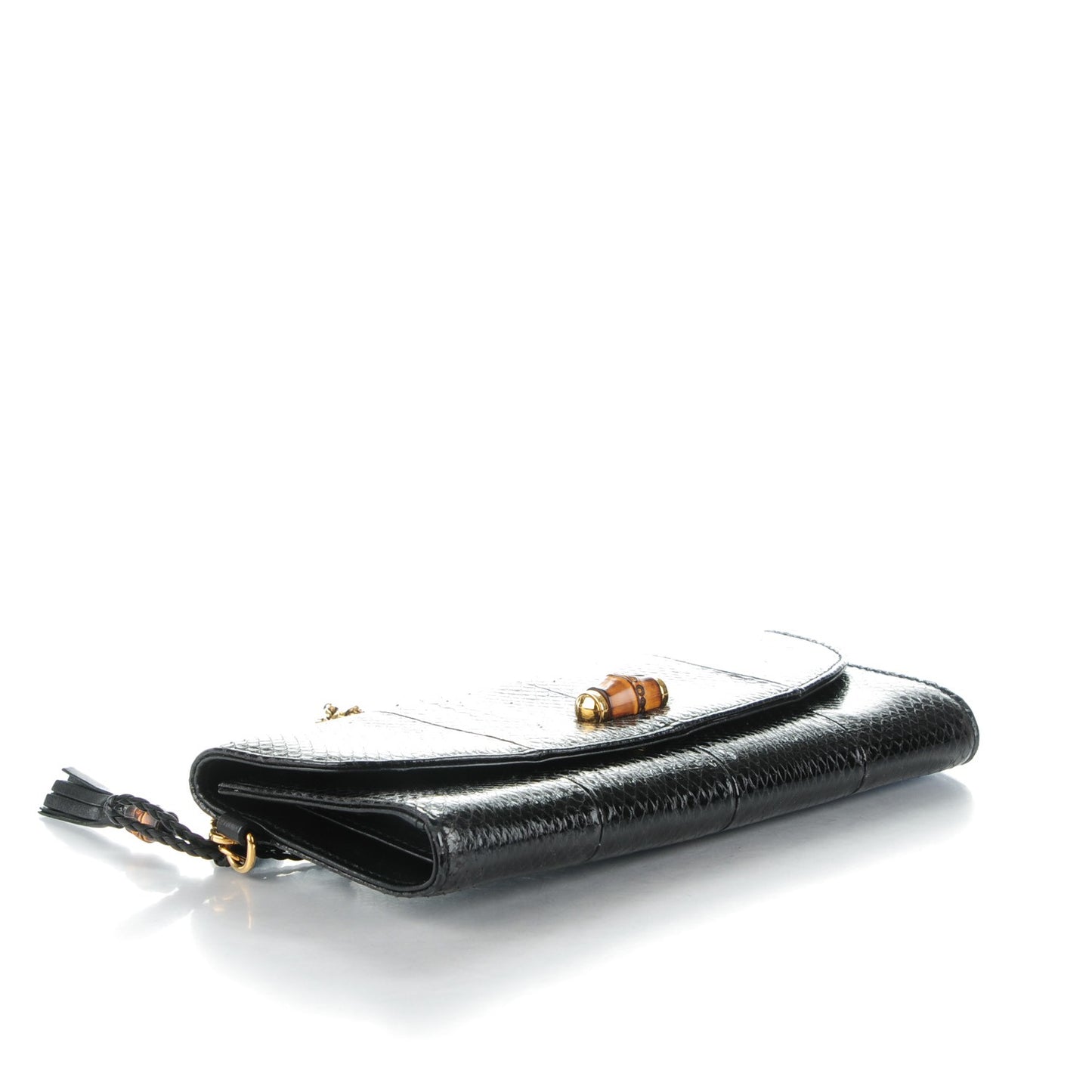 Python Bamboo Wristlet Clutch Black