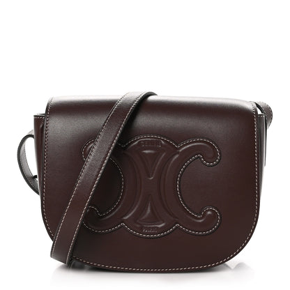 Celine Smooth Calfskin Cuir Triomphe Folco Crossbody Bag Chestnut 1 of 10