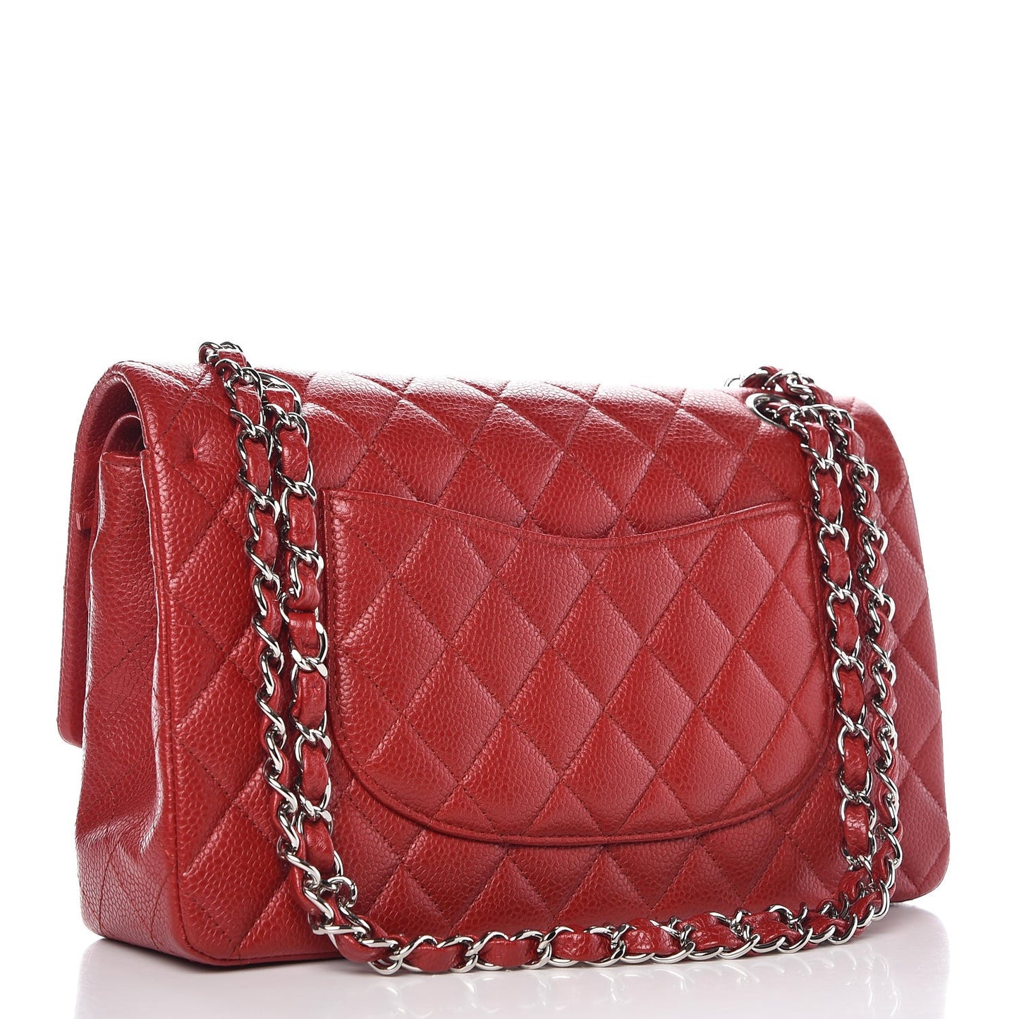 Caviar Quilted Medium Double Flap Dark Red