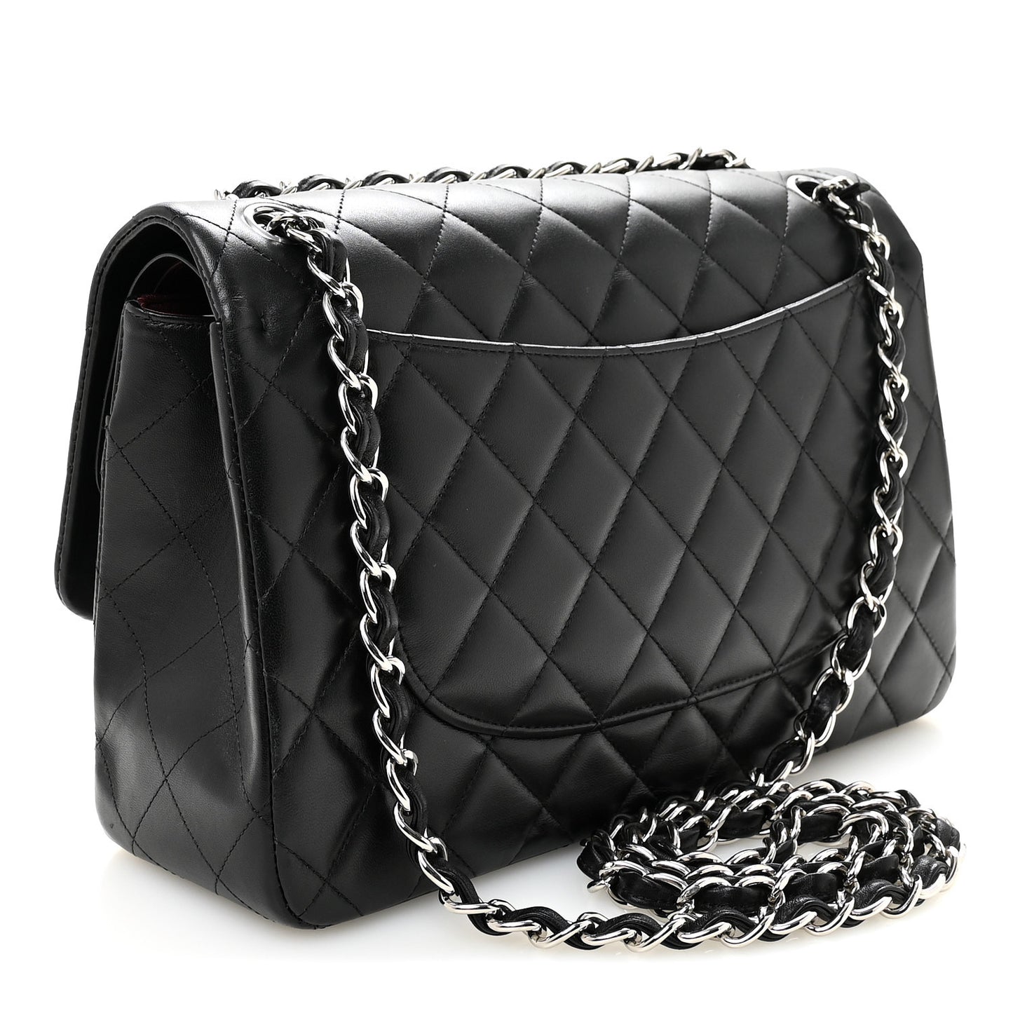 Lambskin Quilted Jumbo Double Flap Black