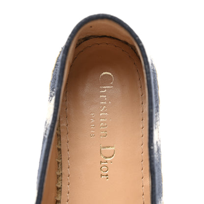 Christian Dior Cotton D-Stripes Embroidered Granville 15mm Espadrilles 38 Deep Blue 7 of 9