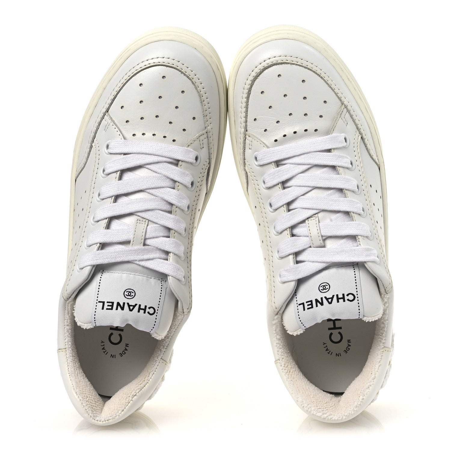 Chanel Calfskin Womens Logo Sneakers 38 White 1748344 – FASHIONPHILE