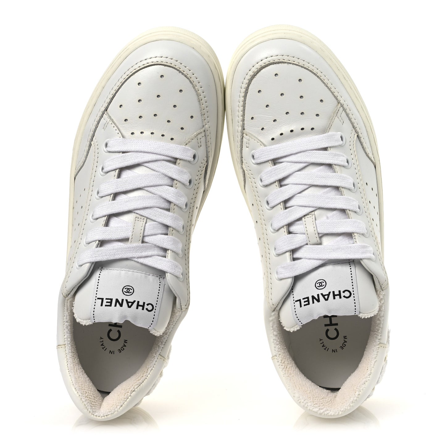 Calfskin Womens Logo Sneakers 38 White