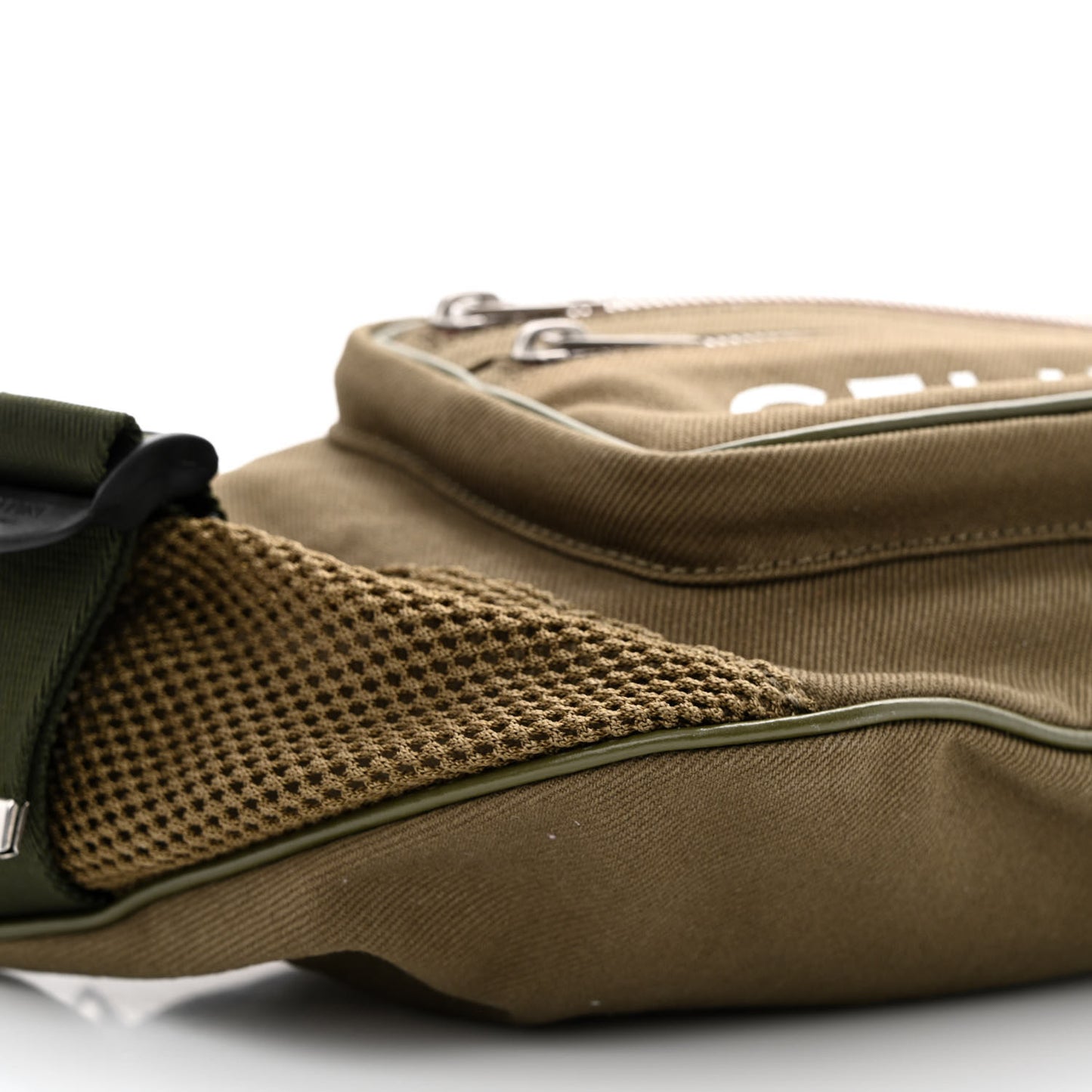 Cotton Gabardine Logo Print Trekking Belt Bag Khaki
