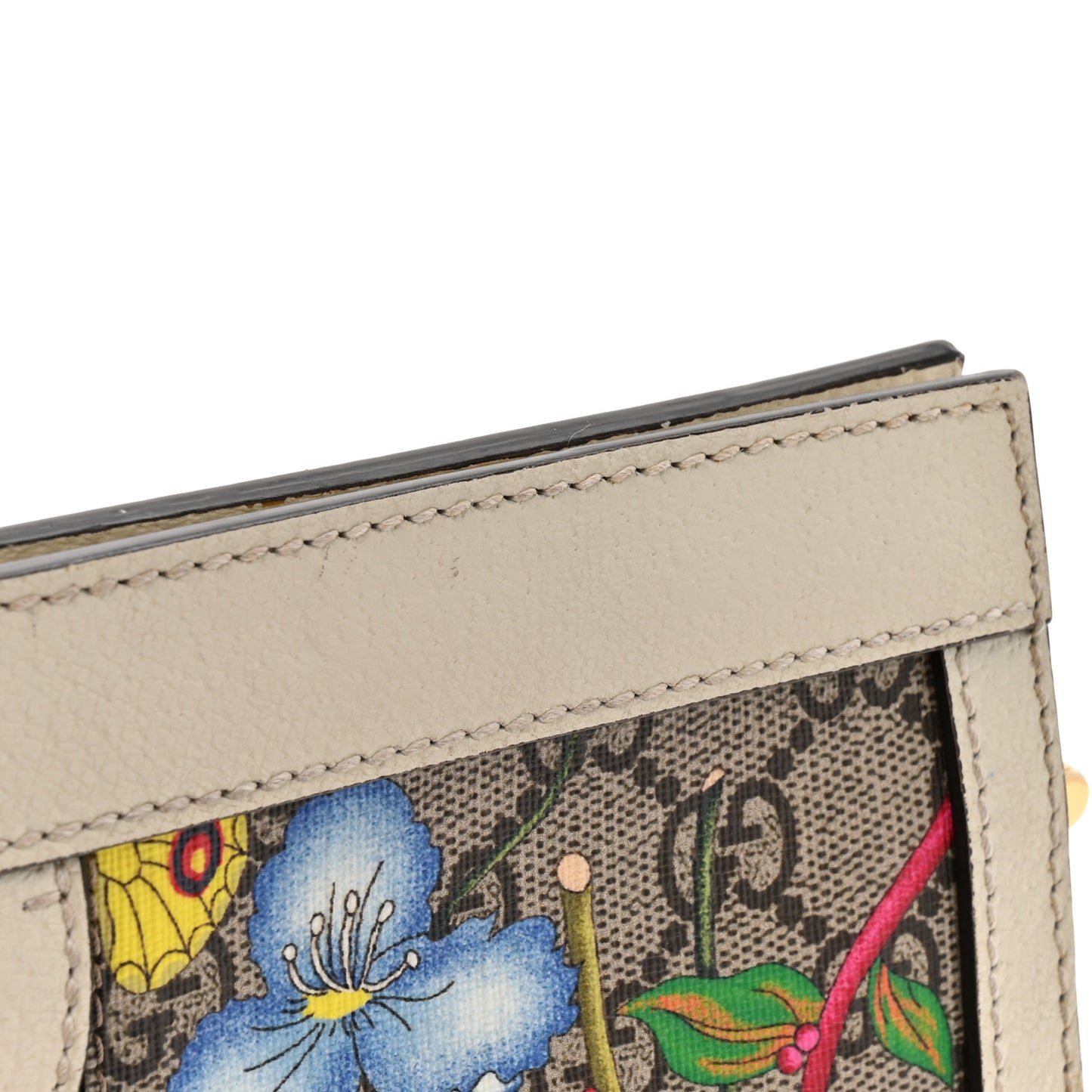 GG Supreme Monogram Flora Web Small Ophidia Chain Shoulder Bag White