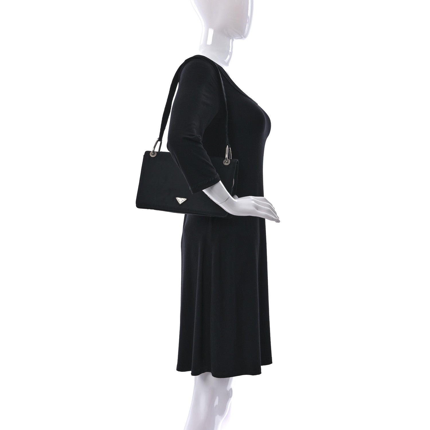 Prada Tessuto Nylon Flap Shoulder Bag Black 2 of 9