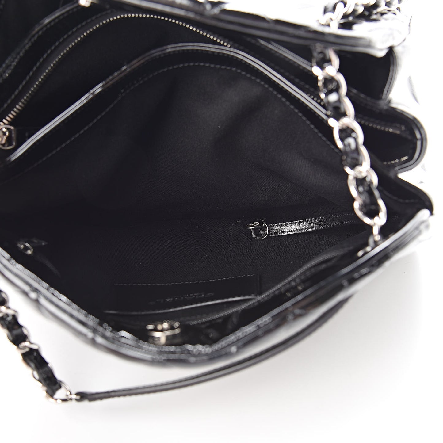 Patent Quilted Large Just Mademoiselle Bowling Bag Black