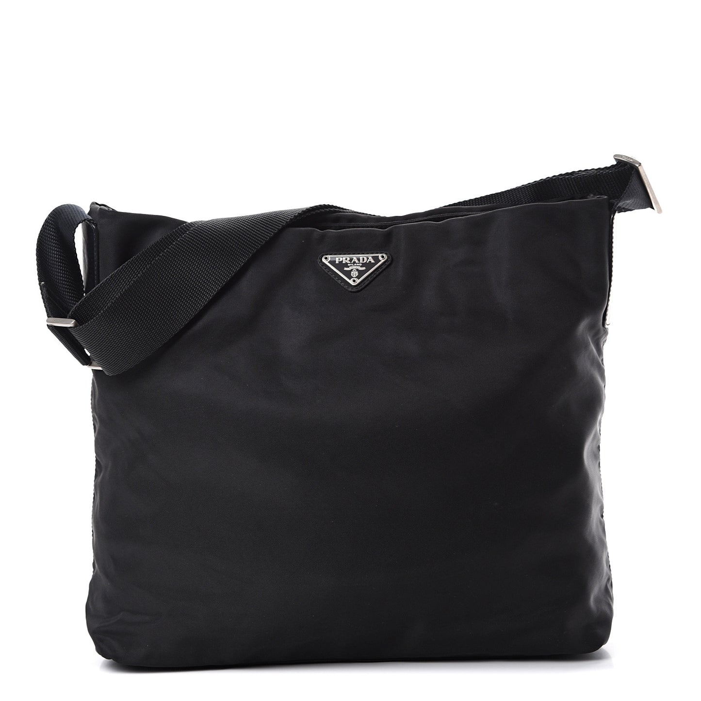Nylon Flat Messenger Bag Black