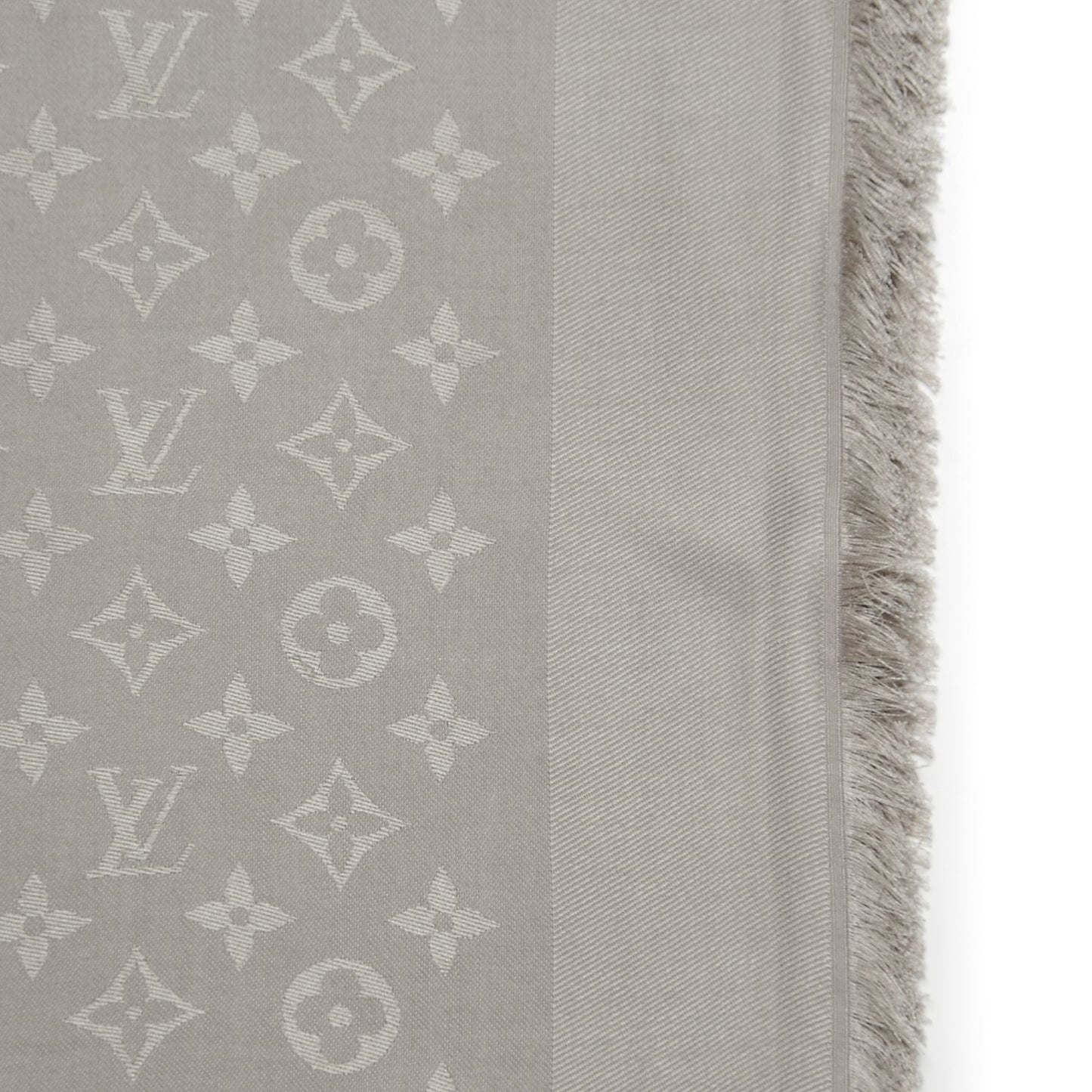 Silk Lurex Wool Monogram Shine Shawl Beige