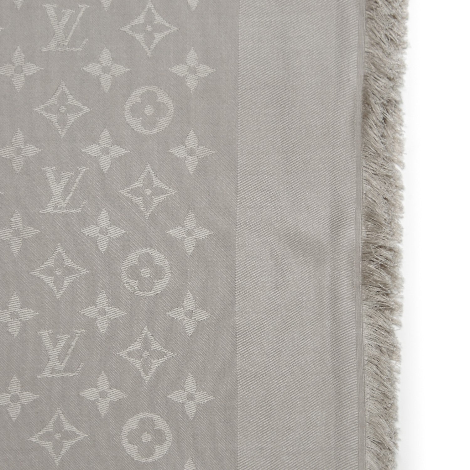 Louis Vuitton Silk Lurex Wool Monogram Shine Shawl Beige 3 of 5