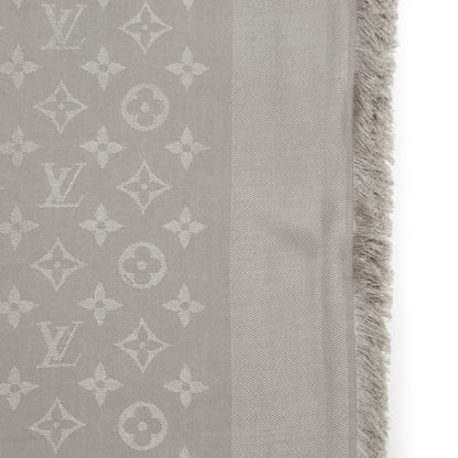 Louis Vuitton Silk Lurex Wool Monogram Shine Shawl Beige 3 of 5