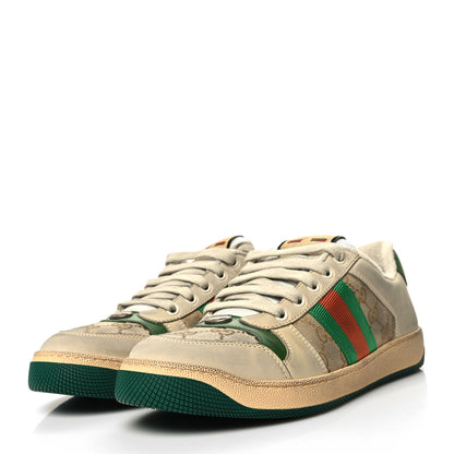 Gucci GG Monogram Nubuck Web Womens Screener Sneakers 39.5 New Sand Dusty Milk Vintage Green 3 of 12