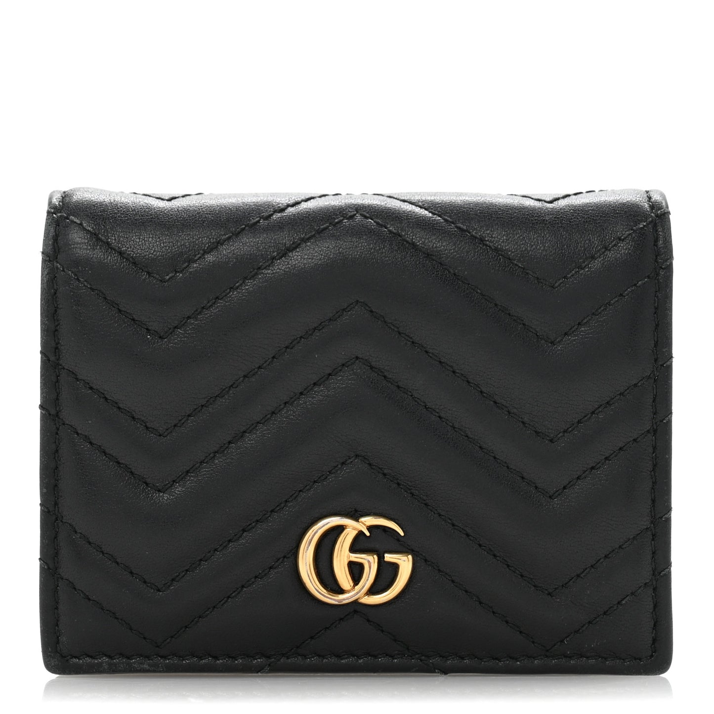 Calfskin Matelasse GG Marmont Card Case Wallet Black