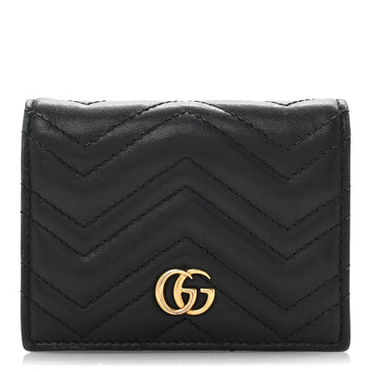Gucci Calfskin Matelasse GG Marmont Card Case Wallet Black 1 of 11