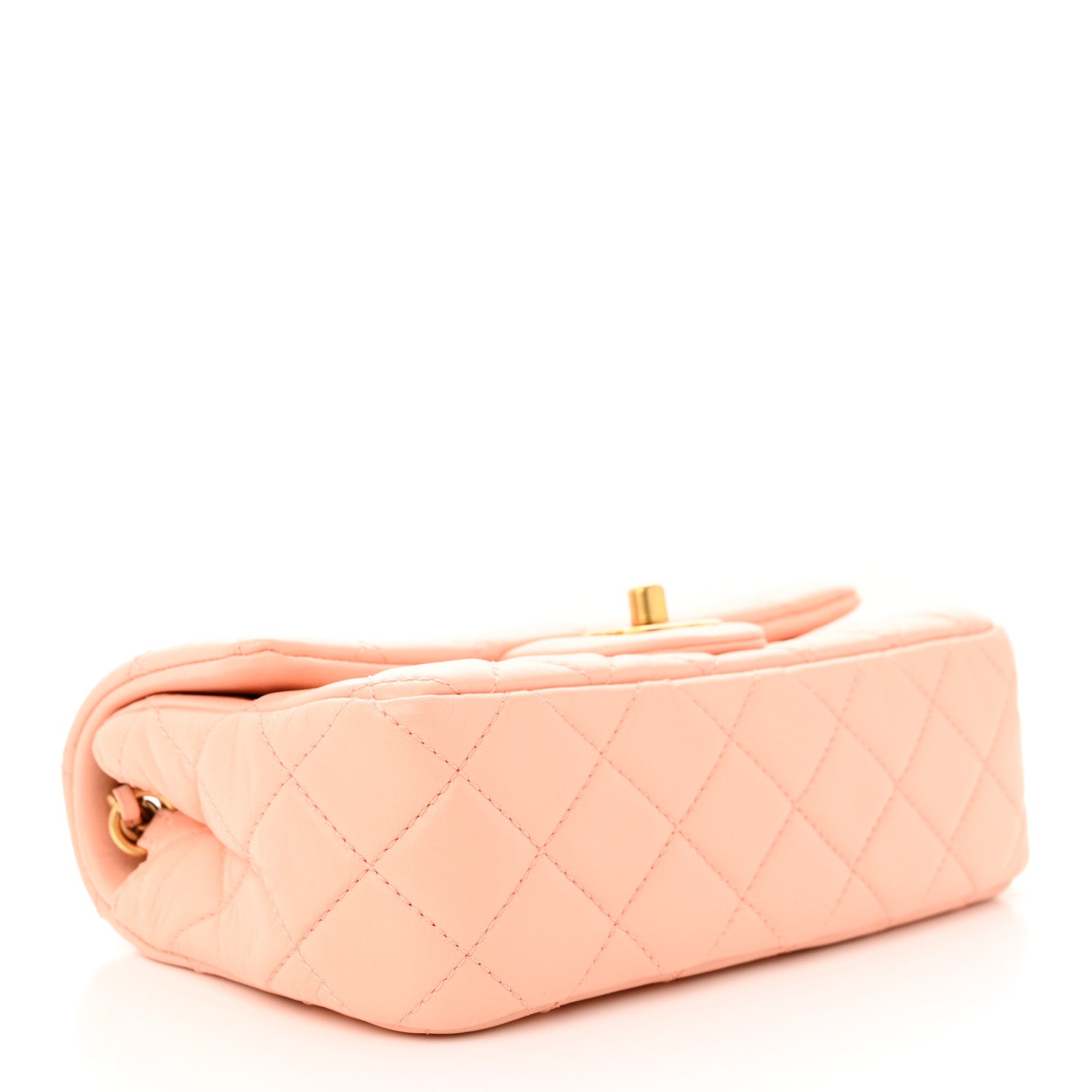 Chanel Lambskin Quilted Mini Rectangular Pearl Crush Flap Coral 4 of 11