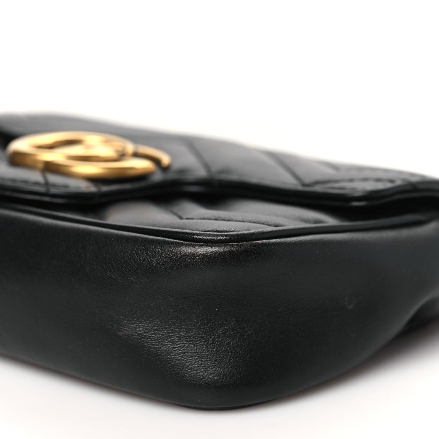 Calfskin Matelasse Super Mini GG Marmont Shoulder Bag Black