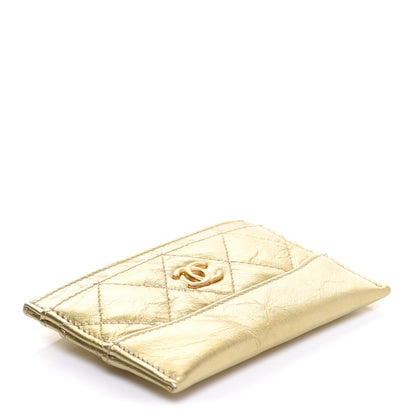 Chanel Metallic Aged Calfskin Quilted Gabrielle Card Holder Wallet Gold 4 of 9