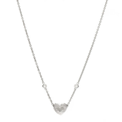 Tiffany 18K White Gold Diamond Paloma Picasso Hammered Heart Pendant Necklace 1 of 6