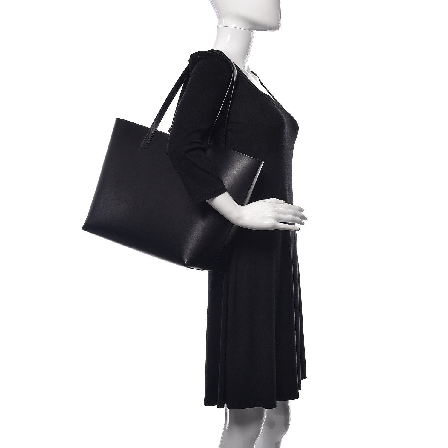 Mansur Gavriel Calfskin Large Shopping Tote Black Flamma 2 of 11