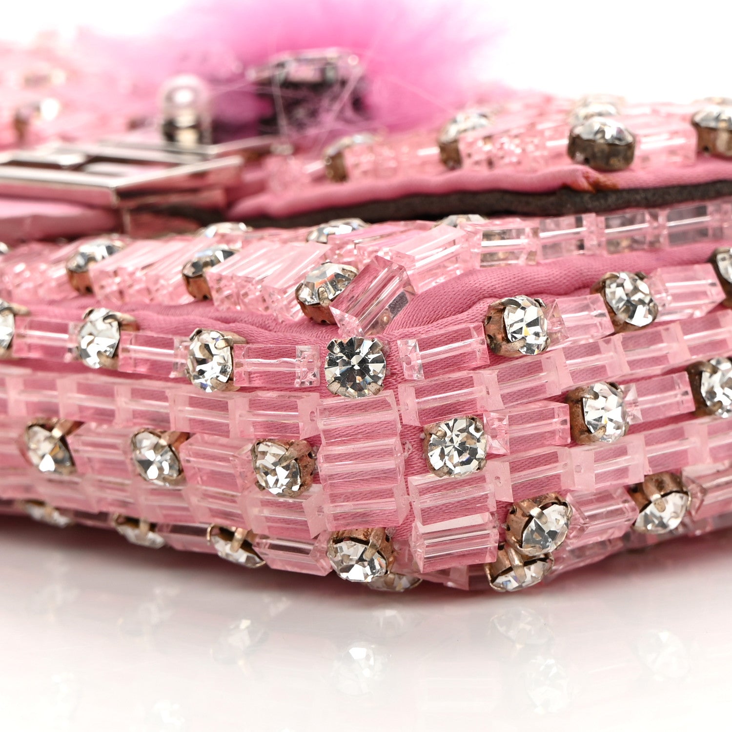 Fendi Crystal Beaded Monster Baguette Belt Bag Pink 10 of 11