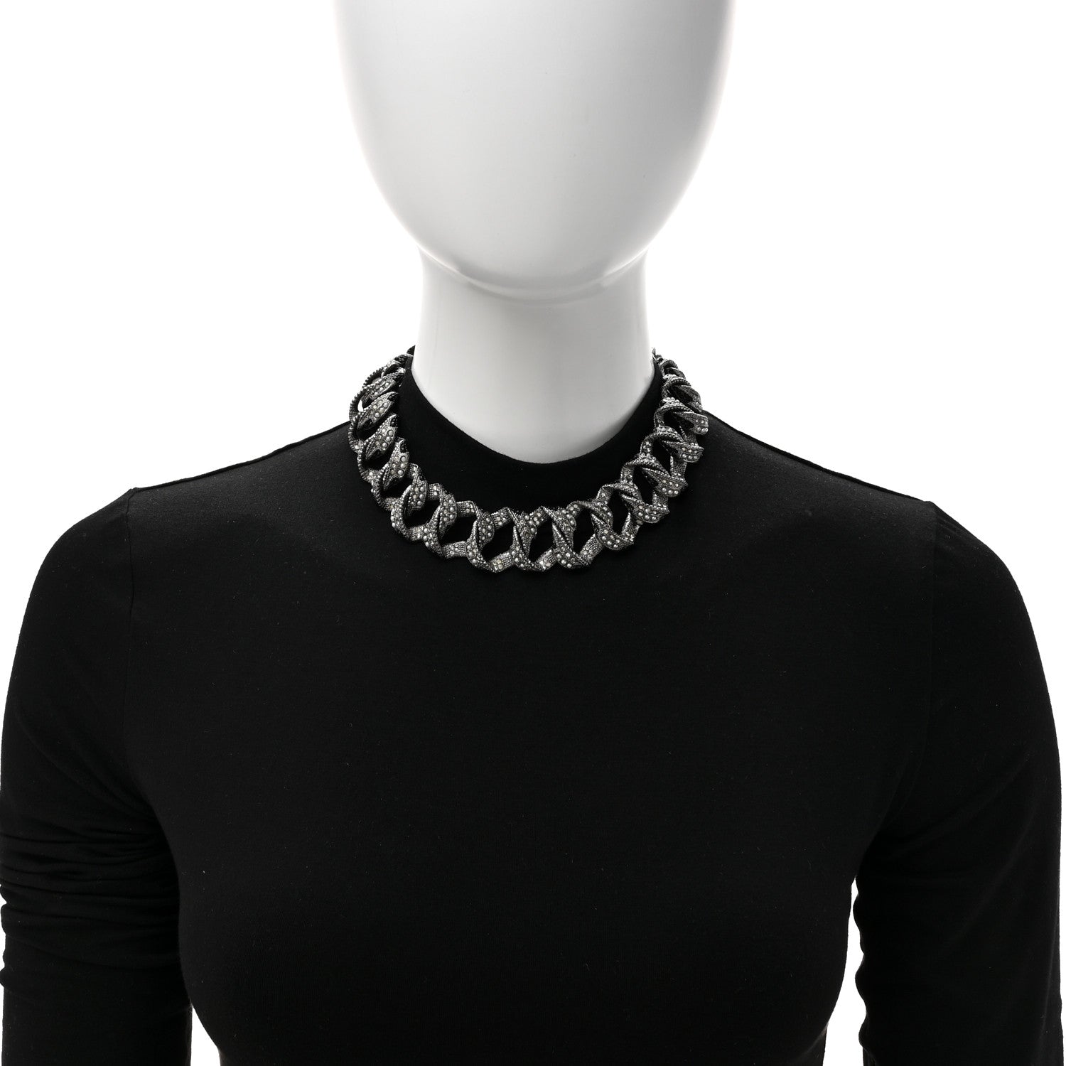 Chanel Ruthenium Crystal Pearl Chain Choker Necklace 2 of 5