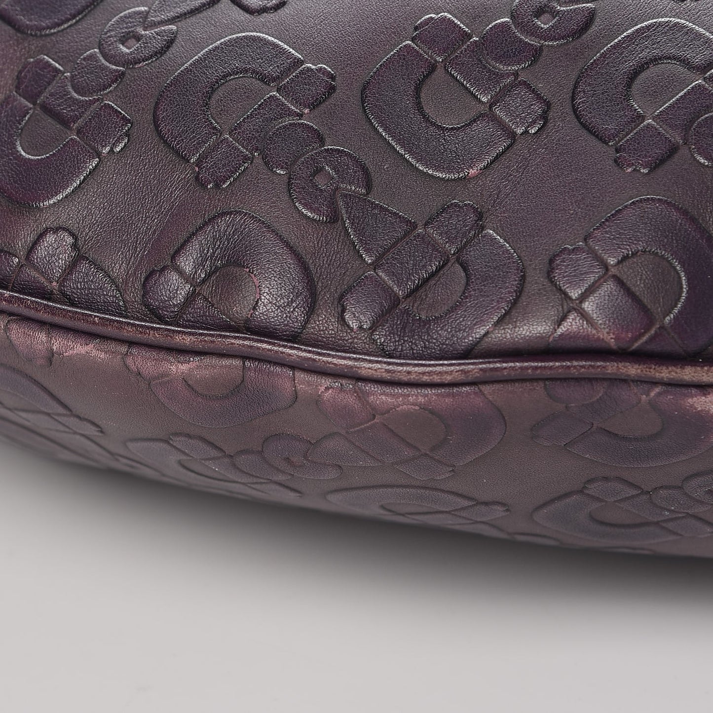Calfskin Horsebit Embossed Glam Hobo Purple