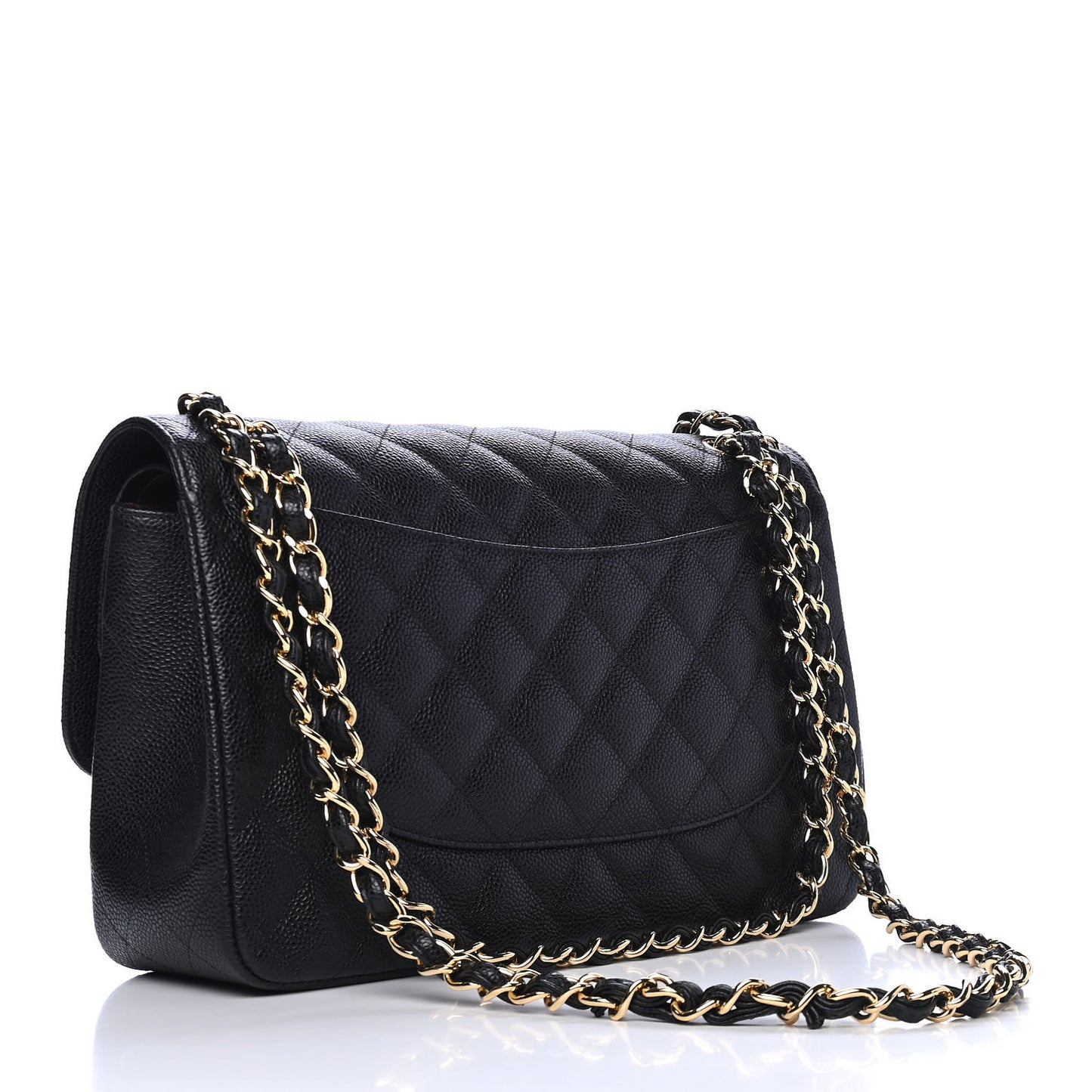 Caviar Quilted Jumbo Double Flap Black