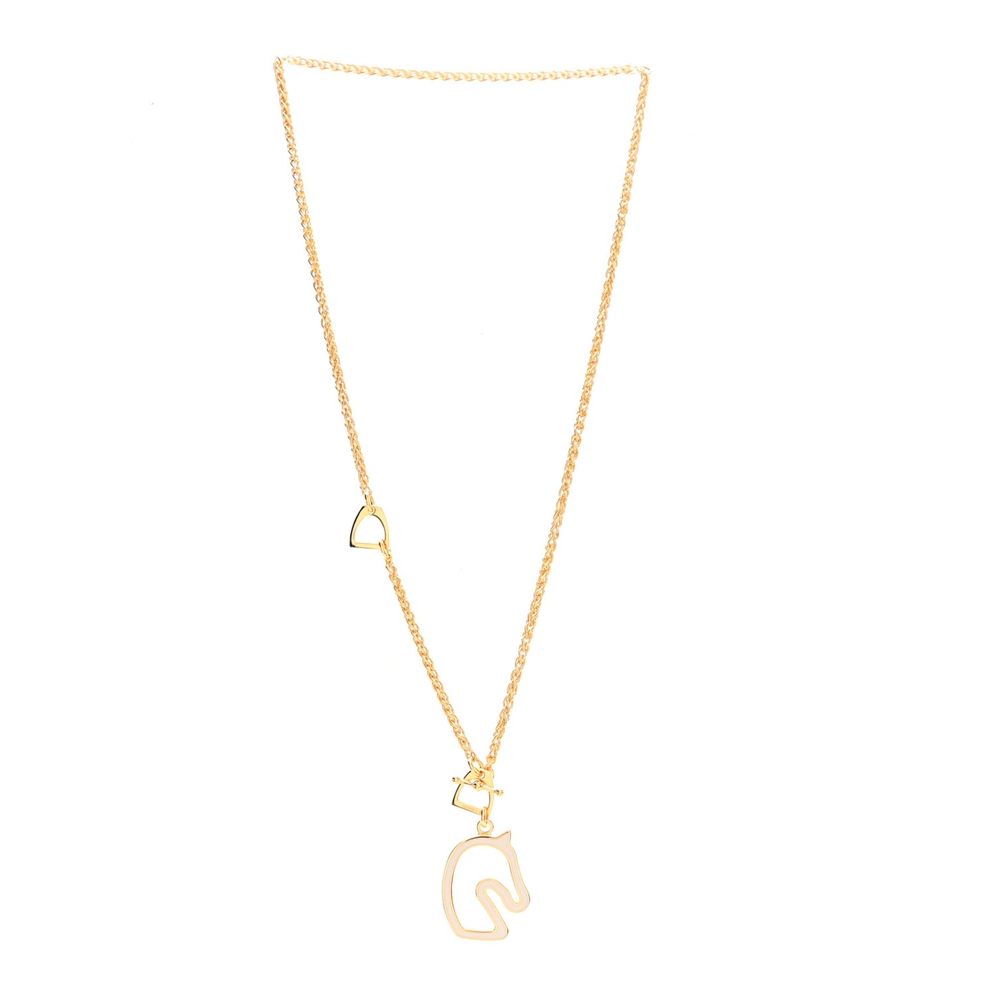 Lacquered Metal Small Tonnerre Necklace Marron Glace Gold