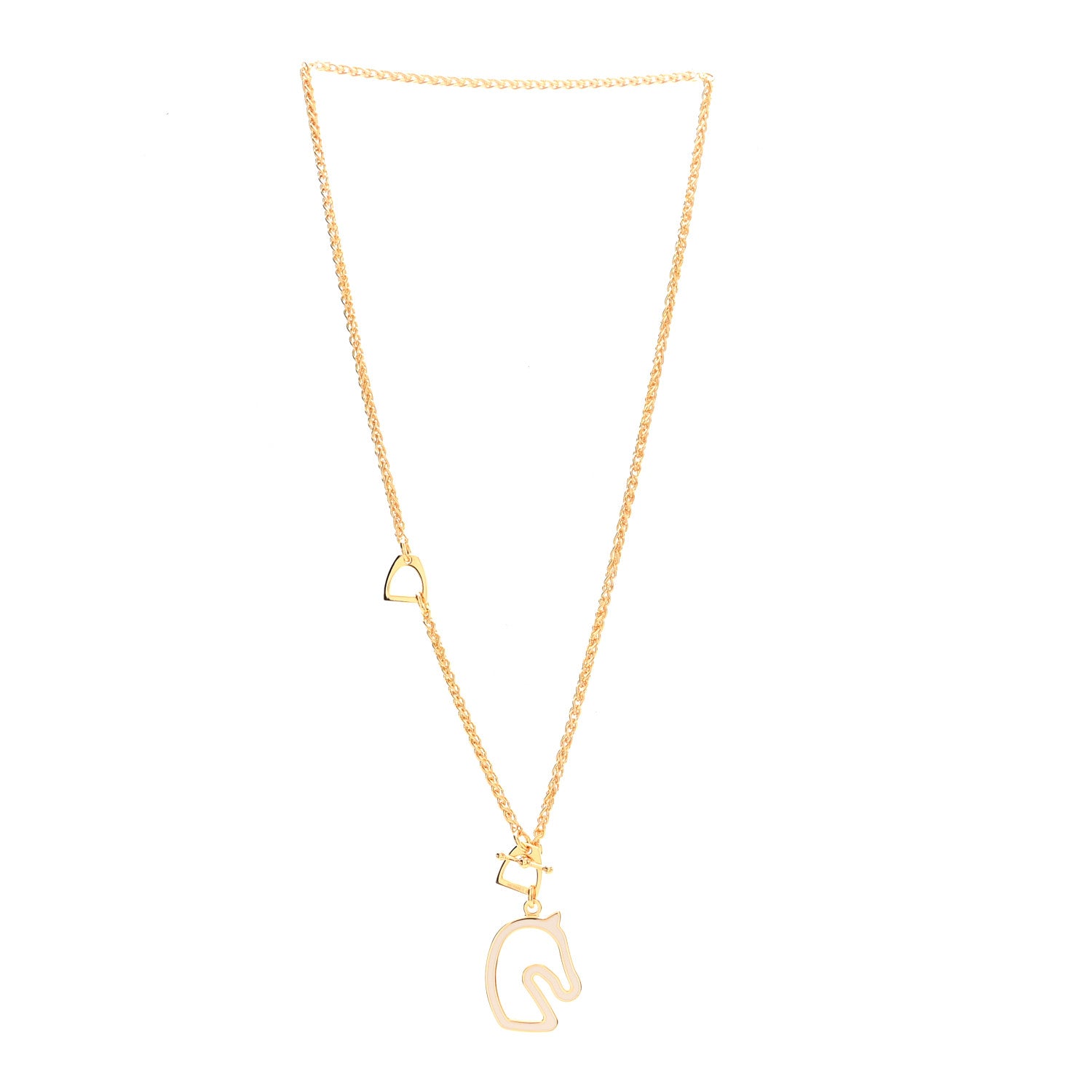 Hermes Lacquered Metal Small Tonnerre Necklace Marron Glace Gold 3 of 6