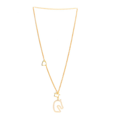 Hermes Lacquered Metal Small Tonnerre Necklace Marron Glace Gold 3 of 6