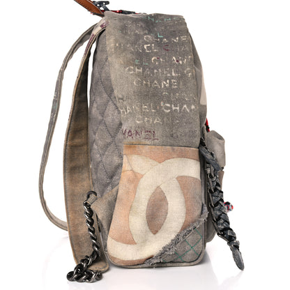 Chanel Graffiti Printed Canvas Medium Backpack Grey 14 of 17