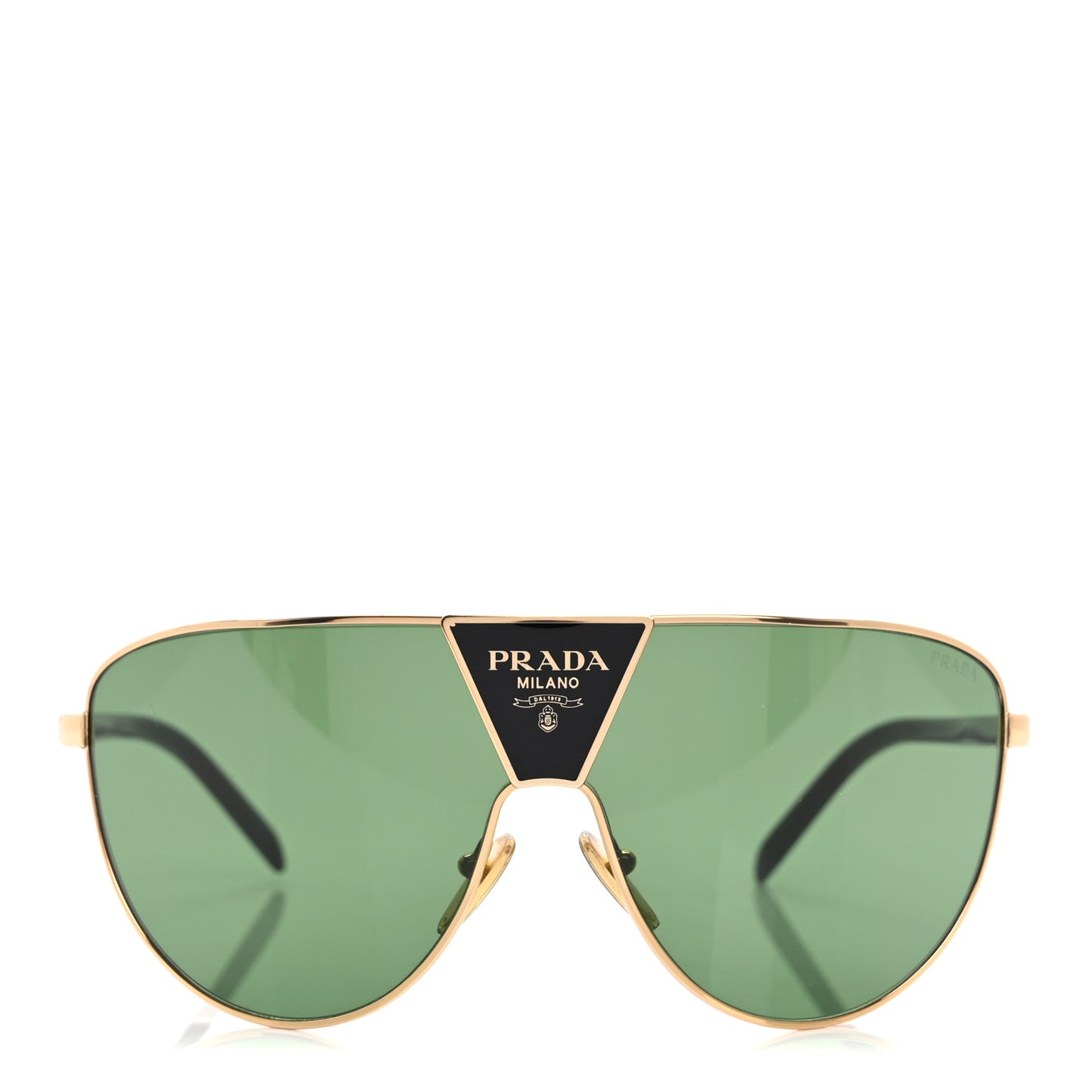 Metal Shield Sunglasses SPR 69Z Gold Green