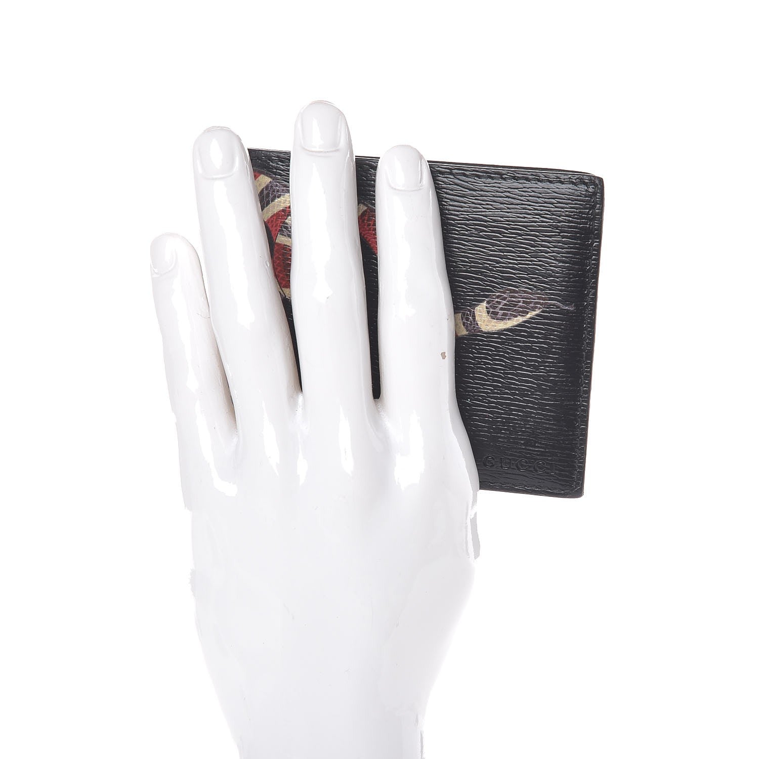 Gucci Shangai Calfskin Kingsnake Bi-Fold Wallet Black 2 of 7
