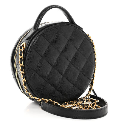 Chanel Caviar Quilted Small Round Vanity With Chain Black 3 of 10